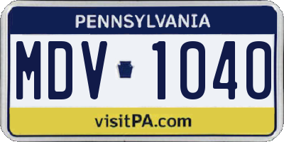 PA license plate MDV1040