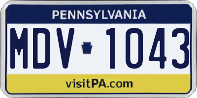 PA license plate MDV1043
