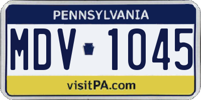 PA license plate MDV1045
