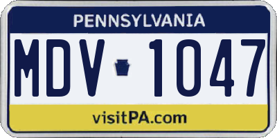 PA license plate MDV1047