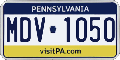 PA license plate MDV1050