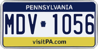PA license plate MDV1056
