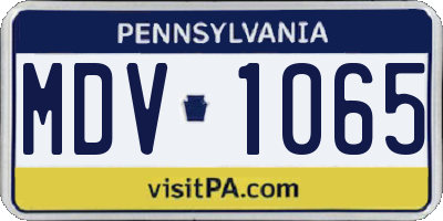 PA license plate MDV1065