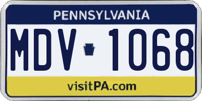 PA license plate MDV1068