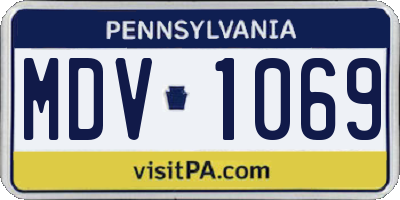 PA license plate MDV1069
