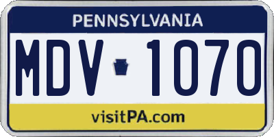 PA license plate MDV1070