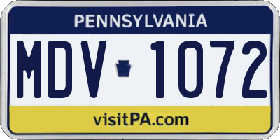 PA license plate MDV1072