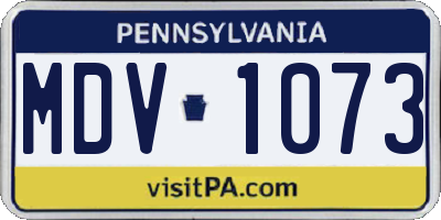 PA license plate MDV1073