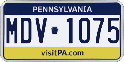 PA license plate MDV1075