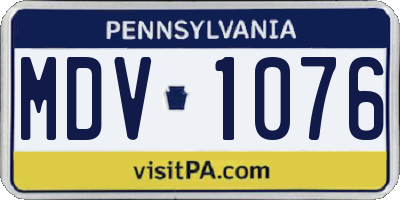 PA license plate MDV1076
