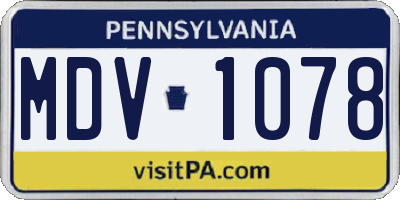 PA license plate MDV1078
