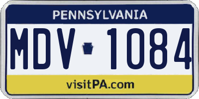 PA license plate MDV1084