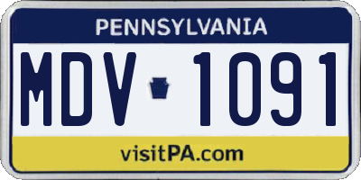 PA license plate MDV1091