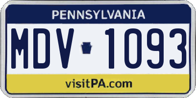 PA license plate MDV1093