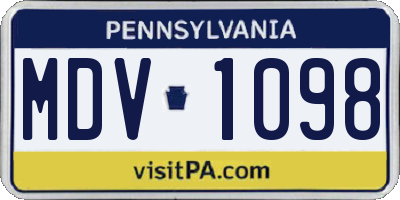 PA license plate MDV1098