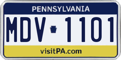 PA license plate MDV1101