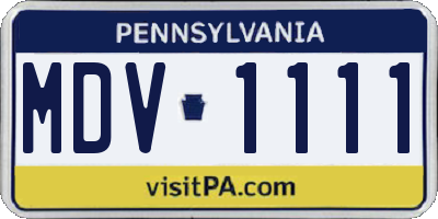 PA license plate MDV1111