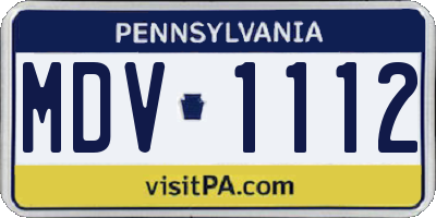 PA license plate MDV1112