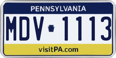 PA license plate MDV1113