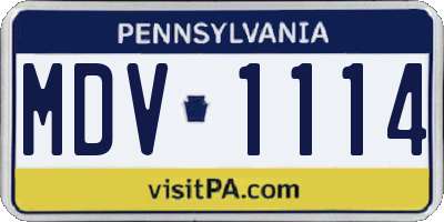 PA license plate MDV1114