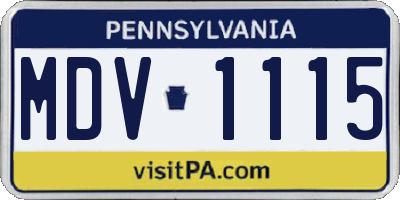 PA license plate MDV1115