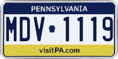 PA license plate MDV1119