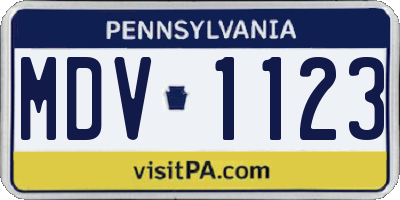 PA license plate MDV1123