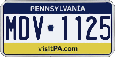 PA license plate MDV1125