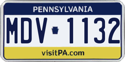 PA license plate MDV1132