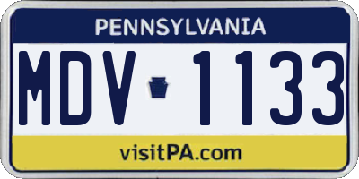 PA license plate MDV1133