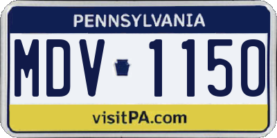 PA license plate MDV1150