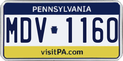 PA license plate MDV1160