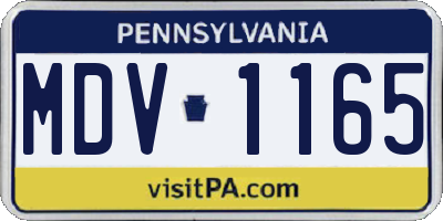 PA license plate MDV1165