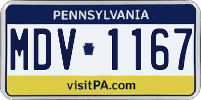 PA license plate MDV1167