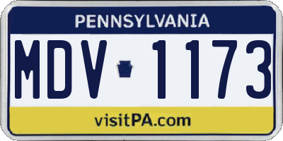 PA license plate MDV1173