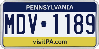PA license plate MDV1189