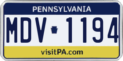 PA license plate MDV1194