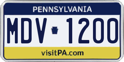 PA license plate MDV1200