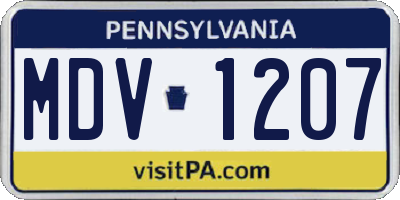 PA license plate MDV1207