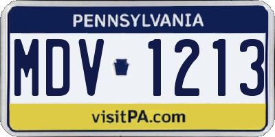 PA license plate MDV1213