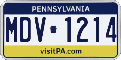 PA license plate MDV1214