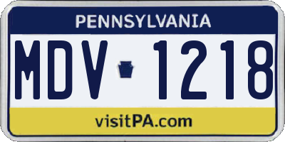 PA license plate MDV1218