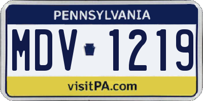 PA license plate MDV1219