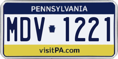 PA license plate MDV1221