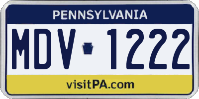 PA license plate MDV1222