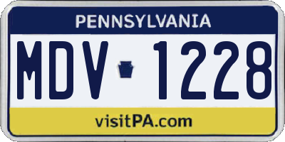 PA license plate MDV1228