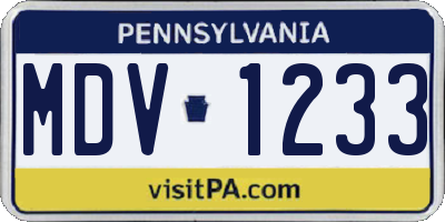 PA license plate MDV1233