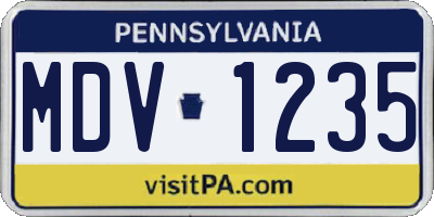 PA license plate MDV1235