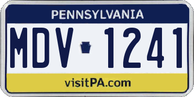 PA license plate MDV1241