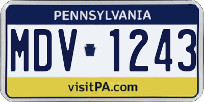 PA license plate MDV1243